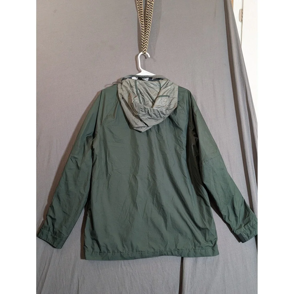 Nike Men Windbreaker Jacket Green‎ Grey Color Block Full Zip Lightweight Size M